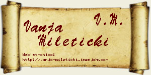 Vanja Mileticki vizit kartica
